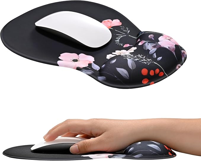 EooCoo Mouse Pad with Gel Wrist Rest, Ergonomic Mousepad Wrist Alignment | Middle Concave Design for Natural Wrist Alignment, Non-Slip Base Mousepad, Carpal Tunnel Relief, Office Desk Accessories