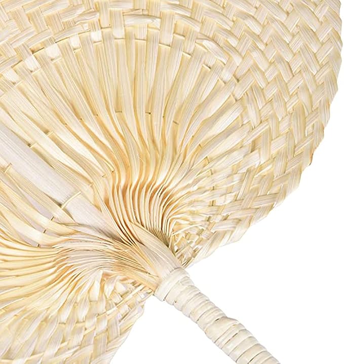Fox Baby Natural Bamboo Raffia Hand Fans,Hand Weaving Fan for Summer Cooling Supplies Farmhouse Wall Decor Wedding Party Favors (2 Pcs)