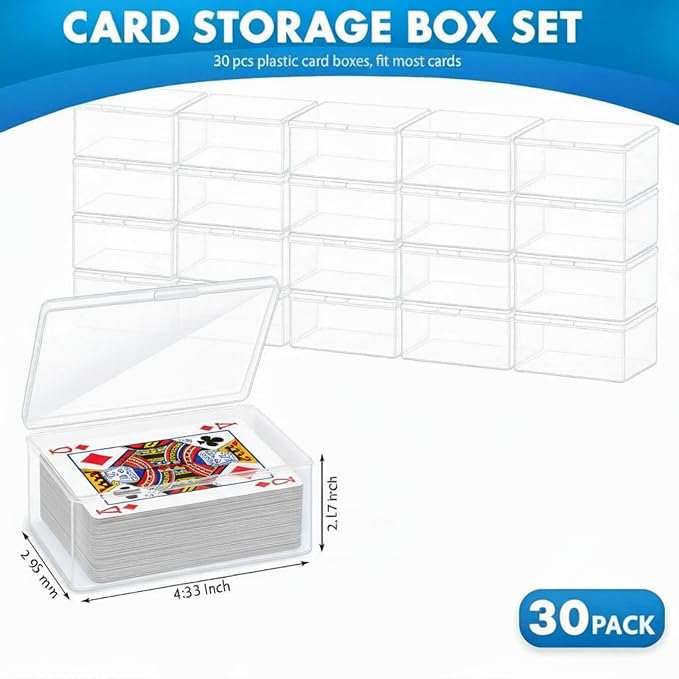 Vicenpal Playing Card Boxes Snaps Closed Clear Plastic Cases Poker Gaming Playing Cards Trading Card Storage Boxes Compatible with MTG TCG 100 Game Cases 4.3 x 2.95 x 2.2 Inches (30 Pcs)