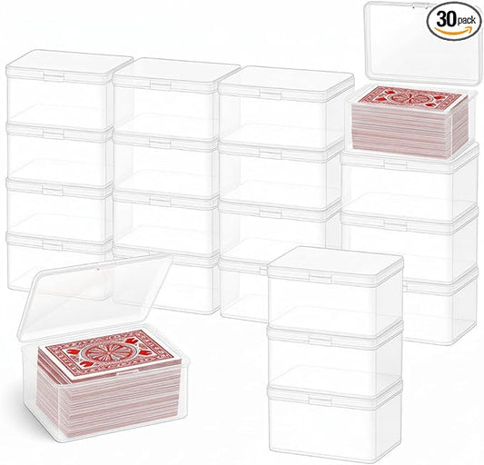 Vicenpal Playing Card Boxes Snaps Closed Clear Plastic Cases Poker Gaming Playing Cards Trading Card Storage Boxes Compatible with MTG TCG 100 Game Cases 4.3 x 2.95 x 2.2 Inches (30 Pcs)
