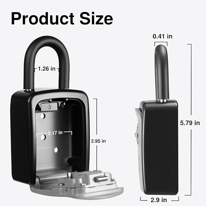 Puroma Key Lock Box, Lockbox for Keys Outdoor Combination Security Lockbox Outside Portable Storage Safe Box for Realtor and Rental, Home Office Apartment Door Handle House Key