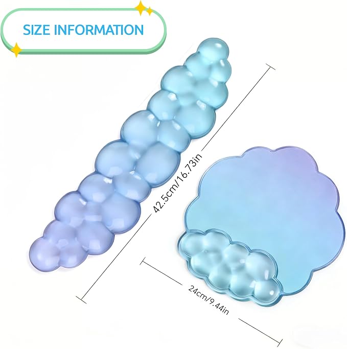Keyboard Wrist Rest with Cloud Gel Mouse Pad - Ergonomic Cloud Mouse Pad Soft and Cool, Cute Desk Accessories for Office/Home/Desktop/Latop