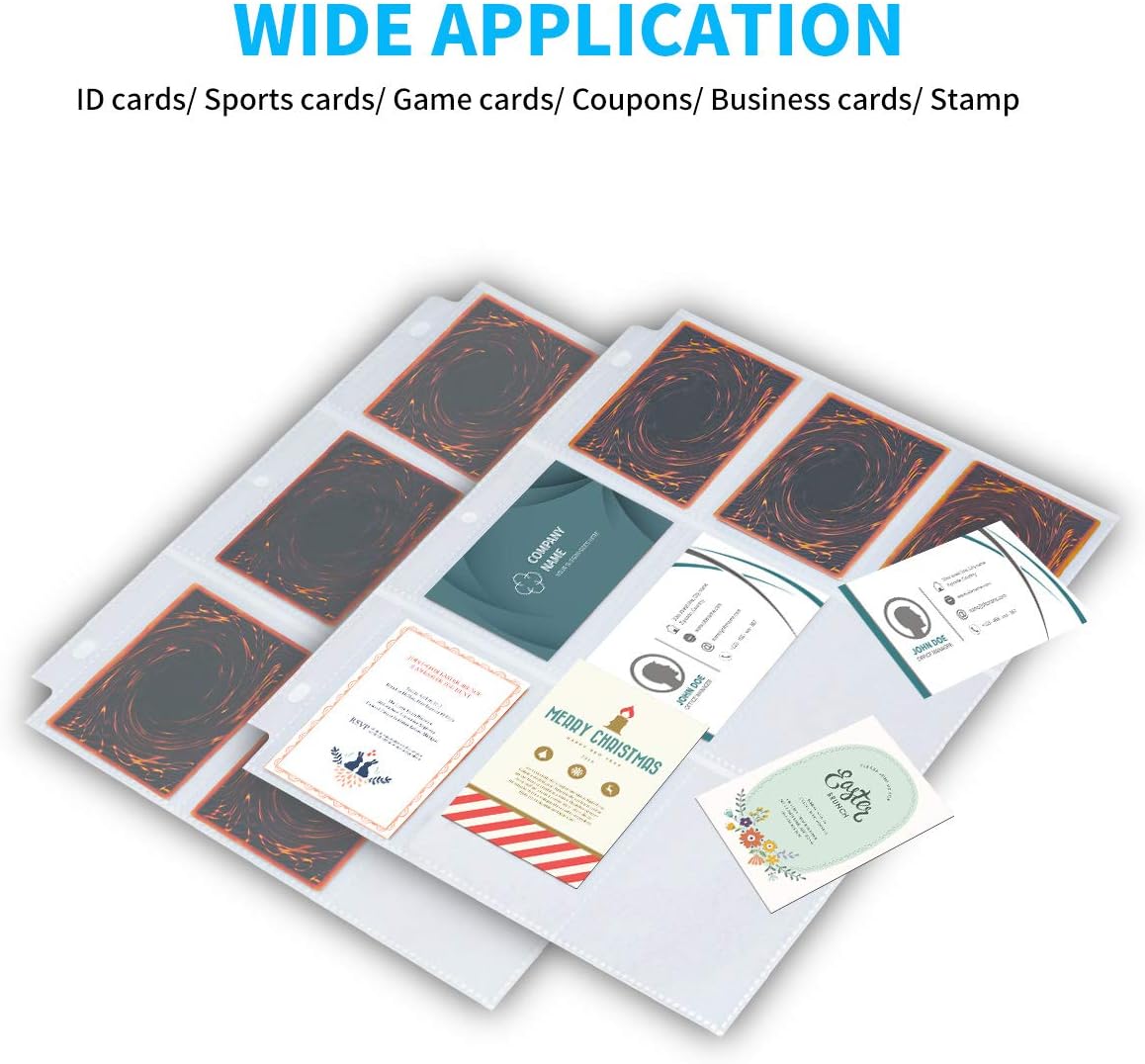 Trading Card Sleeves, JIQEZNL 1440 Pockets Premium Double Side Baseball Card Sleeves Pages for 3 Ring Binder, 9 Pocket Card Sheets Protectors for Standard Pokemon Cards, Sports, Yugioh, Business Cards