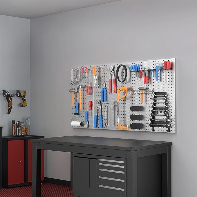 Ultrawall 4 Pcs Metal Pegboard Wall Panels, Peg Boards for Garage Tool Storage