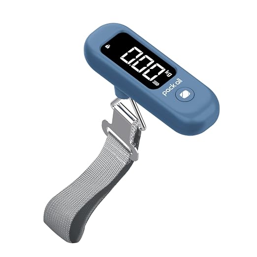 pack all Digital Luggage Scale for Travel, 110Lbs Capacity, 0.1Lb Precision | Handheld, Backlit LCD Display, Lb/Kg/Oz Conversion, Tare Function, Battery Included, Navy