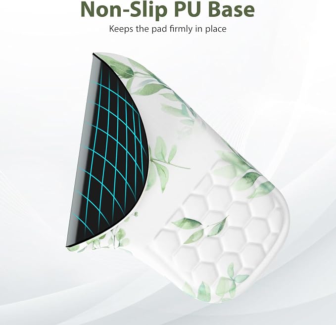 EYROZILL 3 in 1 Ergonomic Mouse Pad and Keyboard Wrist Rest, Cute Mouse Pad with Wrist Support Massage Design, Non-Slip Wrist Pad for Mouse, Desk Mouse Set (Green Plant)