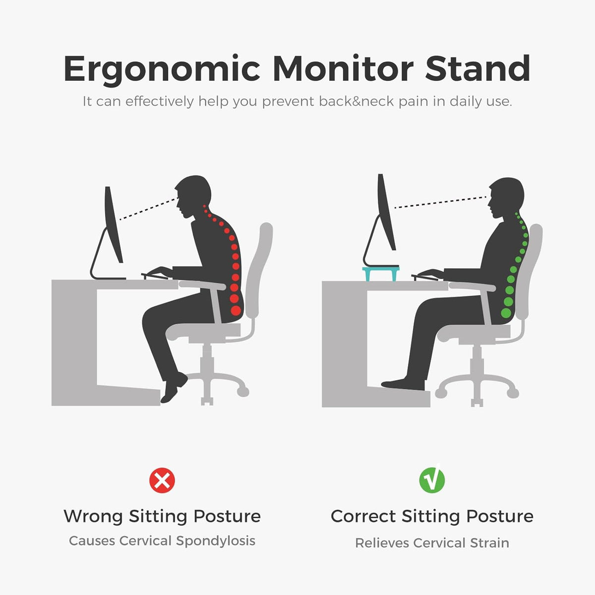 loukin Dual Monitor Stand Riser for Desk, 43.6"*8.2"*3.2" Large Computer Stand for 2 Monitors, Laptop, Printer, Length and Angle Adjustable Computer Shelf, Home Office,Max 43.6" Length(Brown)