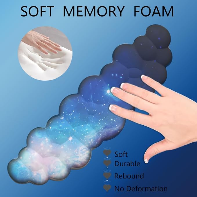 Cloud Wrist Rest Keyboard Galaxy Mouse Pad with Wrist Rest Ergonomic Space Wrist Pad Memory Foam Non-Slip Wrist Pad Support for Computer Laptop Gaming Home Office Relief Typing Pain Gradient Blue