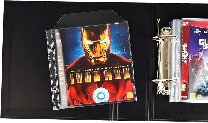 Tarifold Blu-Ray Storage Bundle, 50 Binder Sleeves, 2 Binders, 2-Ring Holes | Holds Blu-ray disc, booklet and cover art, secure flap, 25 sleeves per binder, polypropylene, saves up to 70% storage space