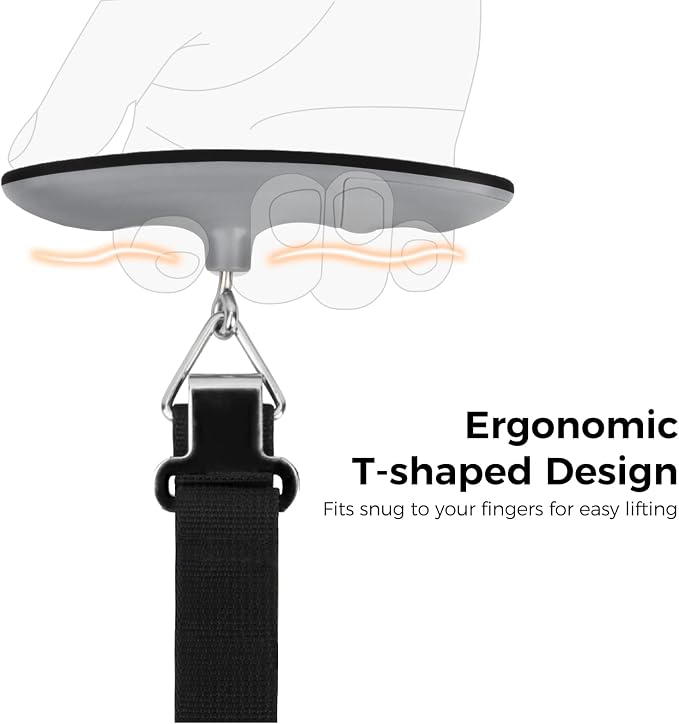 pack all Digital Luggage Scale for Travel, 110Lbs Capacity, 0.1Lb Precision | Handheld, Backlit LCD Display, Lb/Kg/Oz/g Conversion, Tare Function, Battery Included, Black