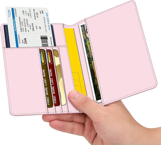FINTIE Passport Holder, Slim Travel Wallet RFID Blocking Card Case Cover | Passport Cover Protector Essentials with Credit Card Slots, For Women/Men