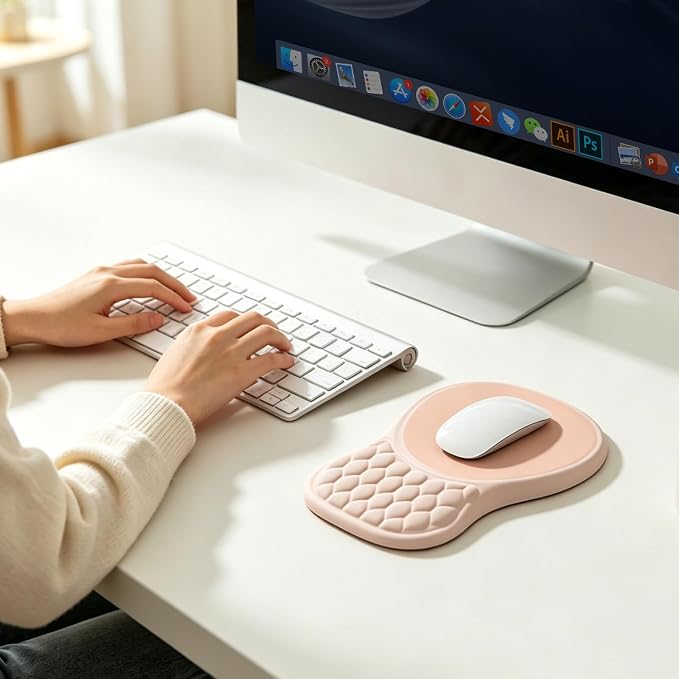 EooCoo Massage Ergonomic Mouse Pad with Dual-Slope Design Wrist Rest | Carpal Tunnel Relief, Memory Foam Wrist Rest, Non-Slip PU Base, Office Desk Accessories