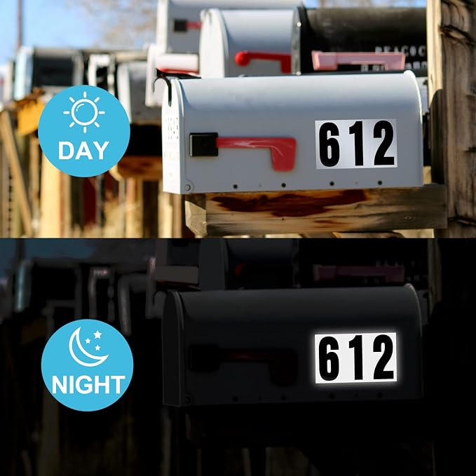60 Numbers, Reflective Adhesive Mailbox Number Pack, 3", Waterproof Number Stickers for Signs, Door, Cars, Trucks, Home, Business, Address Number