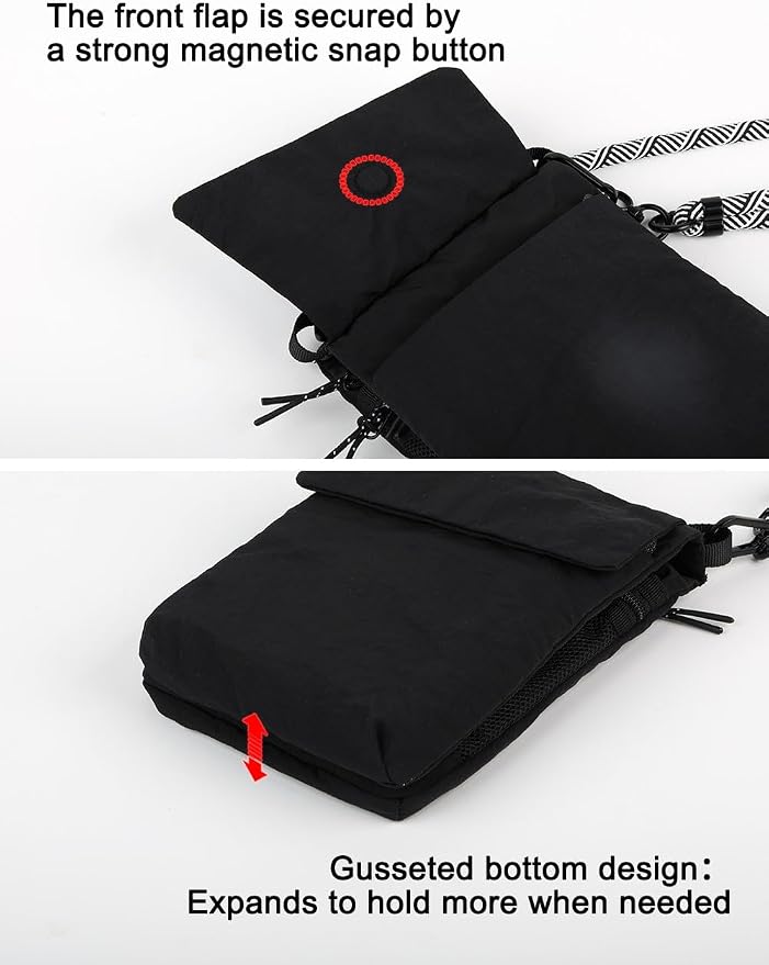 GOX Neck Wallet for Traveling Women,RFID Blocking Crossbody Wallet | Nylon Water-Repellent Passport Holder with Phone Pocket, Small Neck Pouch