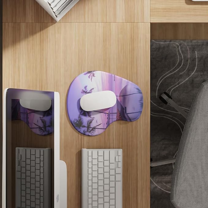 Office Mousepad with Gel Wrist Support - Ergonomic Gaming Desktop Mouse Pad Wrist Rest - Design Gamepad Mat Rubber Base for Laptop Computer -Silicone Non-Slip Special-Textured Surface (15PalmS)