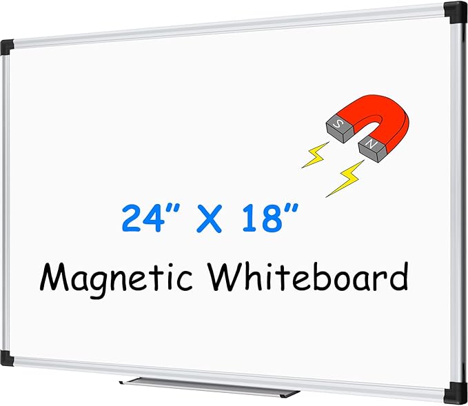 XBoard Magnetic Whiteboard 24 x 18 Inch, Dry Erase Board with Aluminium Frame for Home School Office