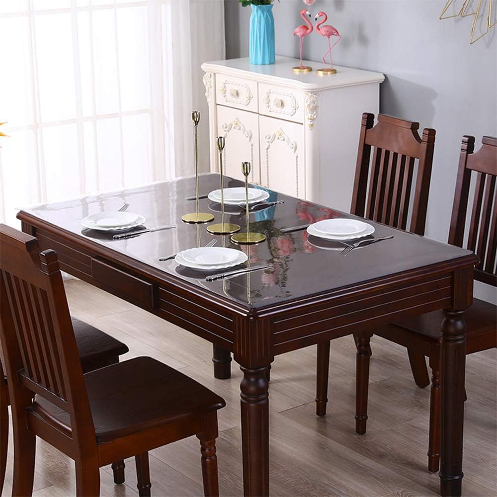 Easy Clean PVC Cover Pad 48 x 72 Inch Clear Plastic Dining Table Protector Desk Pad Mat Wooden Furniture Coffee Glass End Side Pub Table Cloth Top Protection Countertop Cover Waterproof Rectangular