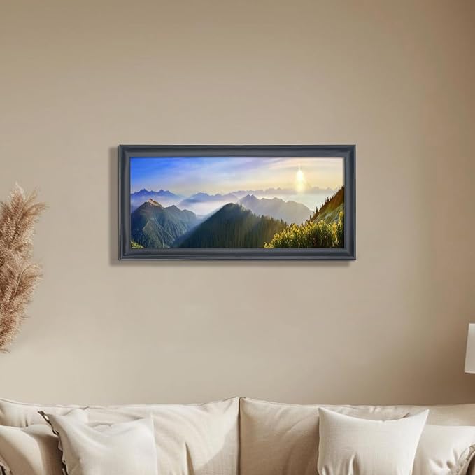 15x29 inch Picture Frame Solid Wood Black Panoramic Photo Frame,Suitable for Poster/Painting/Group Photo/Puzzle (A23B1529)