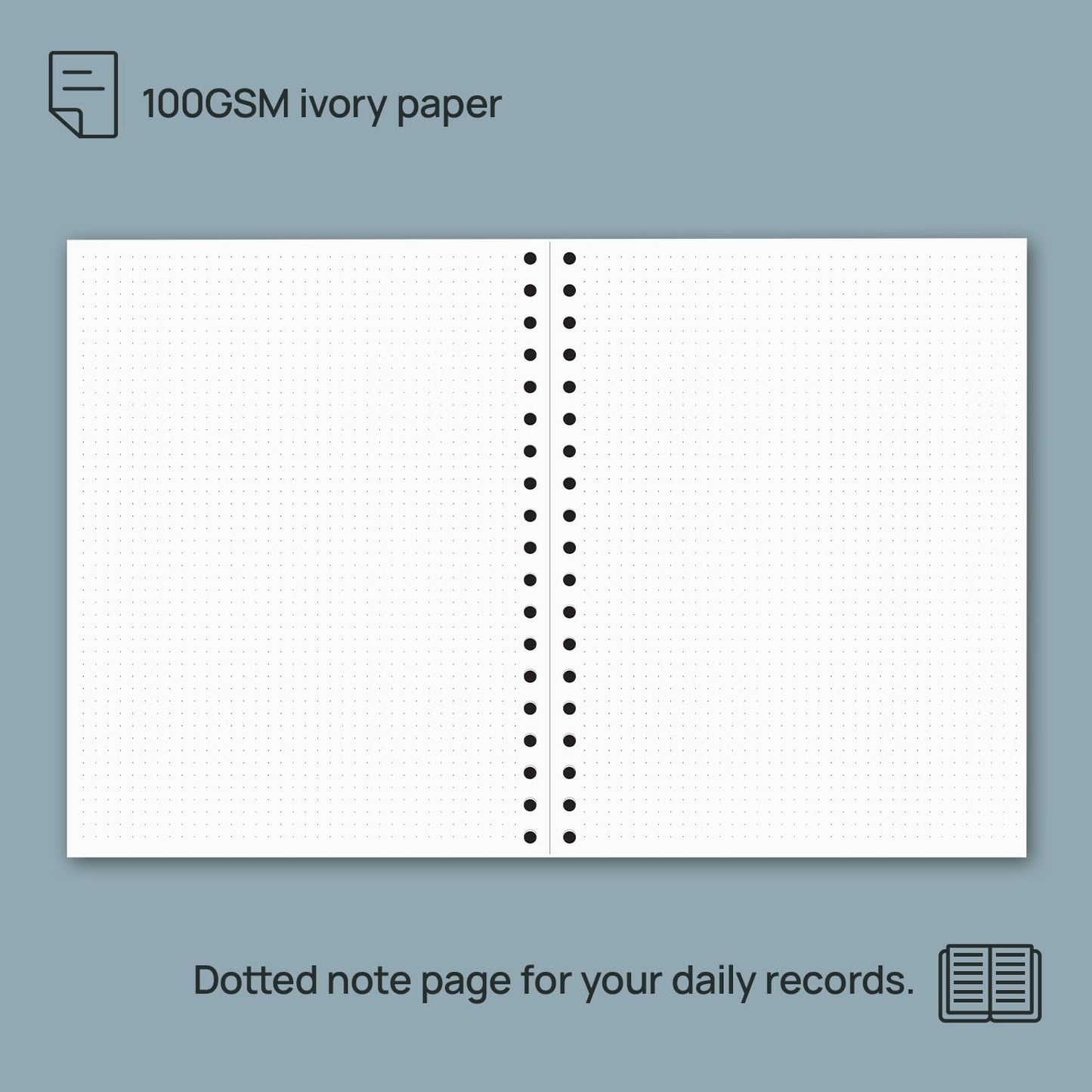 POPRUN Monthly Planner 2026-2027 Spiral Hardcover (8'' x 10''), 18 Months Calendar (Jan.2026-Jun.2027) - 2 Pages per Month with Dotted Note Pages, Sunday Start, Laminated Tab - Haze Blue