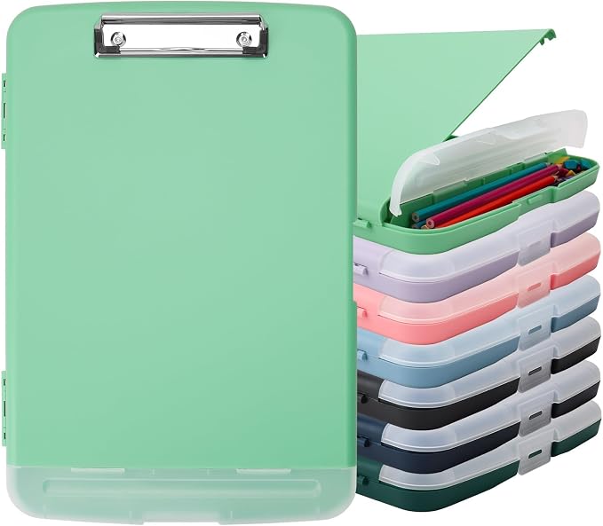 SFLHHDM Clip Boards 8.5x11 with Storage, Low Profile Clip Plastic Clipboards, Nursing Clipboard Folder with Pen Holder, Heavy Duty Clipboard with Storage, Nurse Binder Case for Classroom
