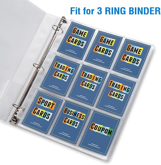 60 Pack 9 Pocket Page Protectors, Sooez Trading Card Sleeves for 3 Ring Binder, Baseball Cards Holder, Protective Pages Sheets for Binders Album, Fit for Collectible Games, Sports Cards
