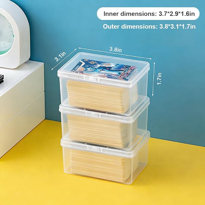 4PCS Game Card Storage Box, Clear Plastic UNO Card Case, High Capacity Card Holders for Playing Cards, Trading Cards, Business Card & More (NO Cards)
