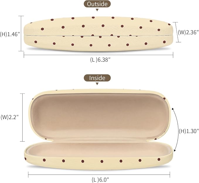 Glasses Case Hard Shell, Cute Sunglasses Case for Women Leather Protective Case for Eyeglass with Cleaning Cloth