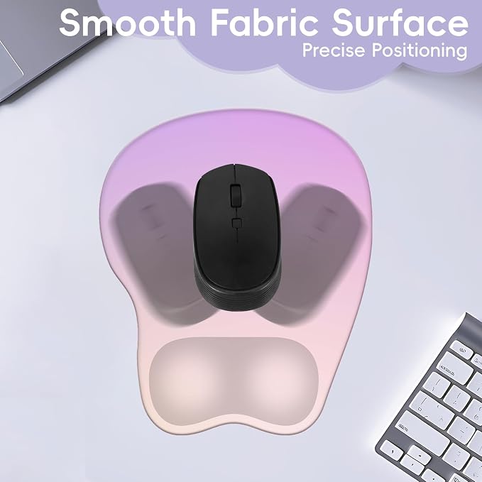 Mouse Pad with Wrist Rest Ergonomic Mouse Pad with Comfortable M-Shape Pain Relief Wrist Support Non-Slip PU Base Mousepad for Laptop, Office & Home (Lilac)