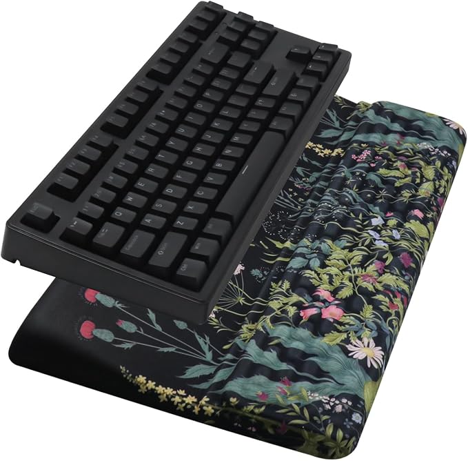 Ergonomic Keyboard Stand with Wrist Rest, Computer Wrist Support Pad | Comfy Tilted Keyboard Riser Holder Wrist Pad for Pain Relief, Soft Memory Foam Desk Cushion for Office Home