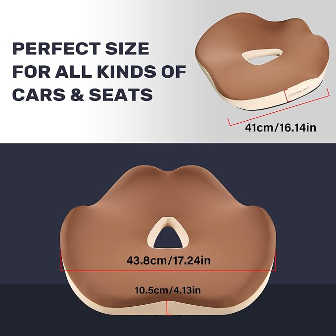 Coverado Lumbar Support and Car Neck Pillow, Ergonomic Memory Foam Desk Chair Cushion and Headrest Pillow for Car Office Chair, Sciatica & Neck & Tailbone Cushion-Black&Gray