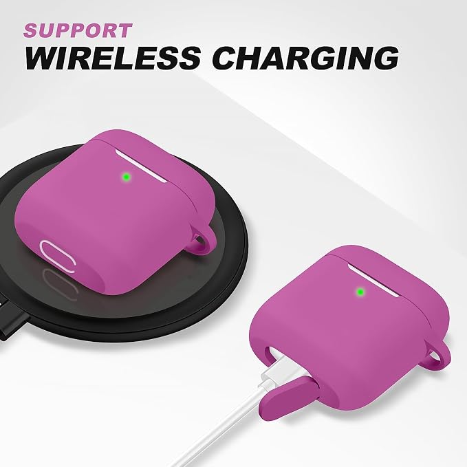 for AirPods Case Cover, Come with Cleaner Kit, Soft Silicone Protective Cover with Buckle, Compatible with Apple AirPods 2nd 1st Generation Charging Case, Front LED Visible, Classic Pink