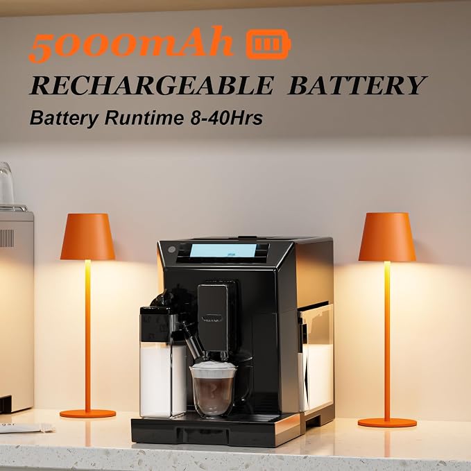 Kakanuo Cordless Table Lamp Rechargeable Orange - KK 2 Pack 5000mAH Battery Operated Lamp for Counter, 3 Color Stepless Dimming Wireless Lamp for Dining Kitchen, Outdoor Patio, Touch Control