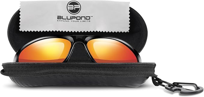 BLUPOND Sunglasses Case Semi Hard EVA Shell with Metal Hanging Hook Belt Clip Sun Glasses Storage