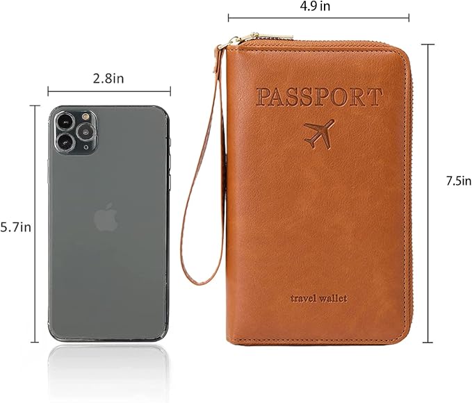 Passport Holder for Travel Women and Men RFID Blocking Passport Holder with Zipper Multi-functional Passport Wallet Passport Case Passport cover Travel Essentials