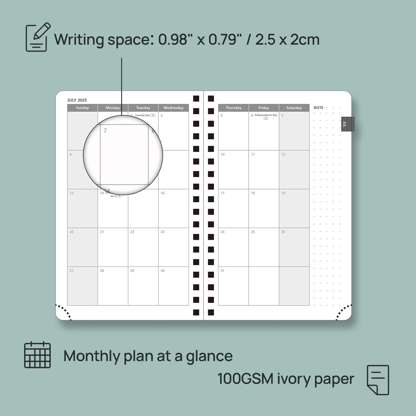 POPRUN Pocket Planner 2025-2026 (Purse Size 4'' x 6.25'') Academic Small Calendar (July 2025 - June 2026) with Hourly Time Slots, 100GSM Thick Papers, Spiral Leather Cover - Brown