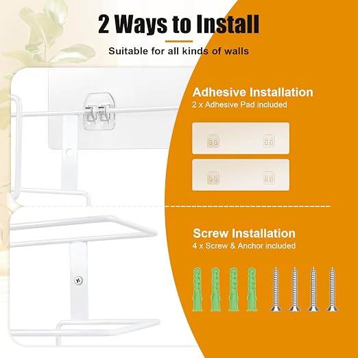 2 Pack Glove Box Holder Wall Mount Disposable Glove Dispenser, Metal Glove Rack for Rubber Latex Gloves Organizer Facial Tissue(White)