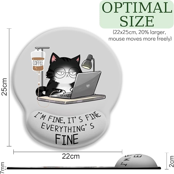 LIMKRIAN Funny Ergonomic Mouse Pad with Wrist Rest, Cat Desk Decor Gifts | Comfort Wrist Support, Cooling Gel Eases Wrist Pain, Non-Slip PU Base, Gaming Computer Cute Office Desk Accessories Supplies