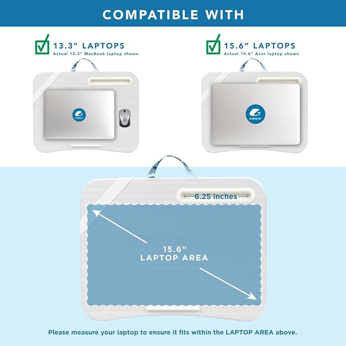 LAPGEAR Designer Lap Desk – Blue Blossoms, 2-Pack with Storage Basket