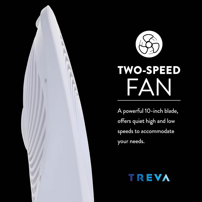Treva 10 in Portable Fan Battery or AC Powered 2-Speed Desk Fan White | Yes