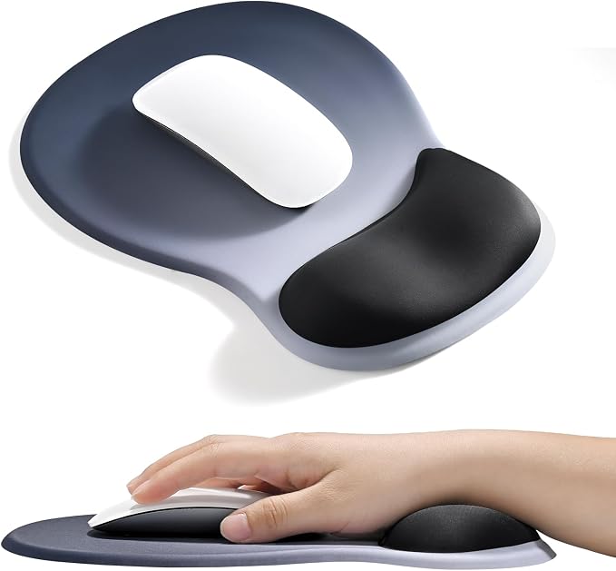 EooCoo Mouse Pad with Gel Wrist Rest, Ergonomic Mousepad Wrist Alignment | Middle Concave Design for Natural Wrist Alignment, Non-Slip Base Mousepad, Carpal Tunnel Relief, Office Desk Accessories