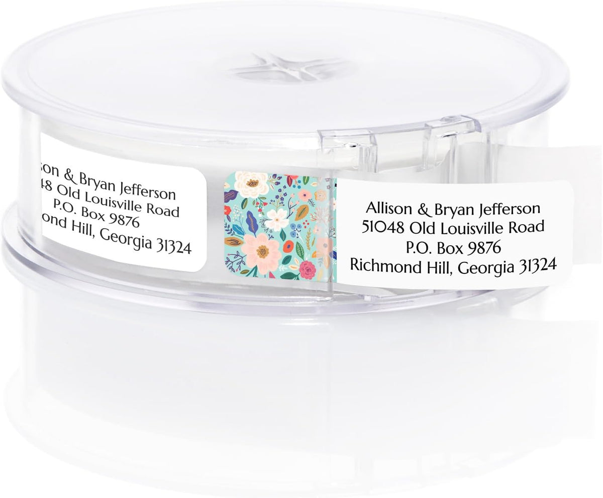 Multi-Floral Print Rolled Address Labels / 250 Personalized Return Address Labels/Designer Address Stickers in Elegant Plastic Dispenser