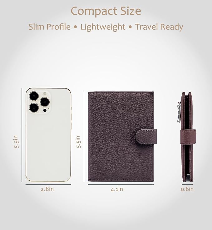 RFID Blocking Passport Wallet for Women, Travel Gift Ready | Slim Passport Holder for Women & Men with Card Slots, Zipper Coin Pocket & Cash Sleeve, Classic Travel Wallet (Coffee Brown)