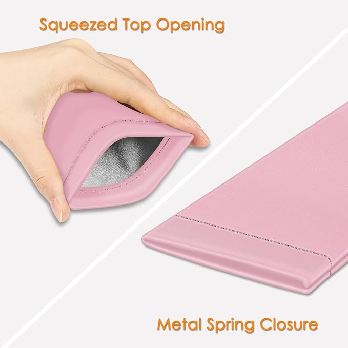 FINTIE Soft Eyeglasses Case with Cleaning Cloth, Portable Squeeze Top Vegan Leather Glasses Pouch, Sunglasses Eyewear Bag