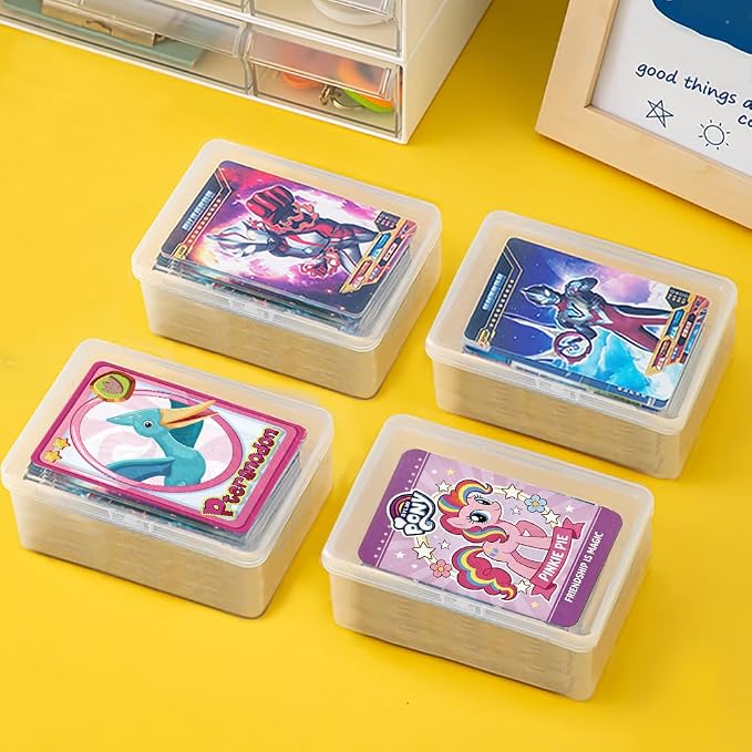4PCS Game Card Storage Box, Clear Plastic UNO Card Case, High Capacity Card Holders for Playing Cards, Trading Cards, Business Card & More (NO Cards)