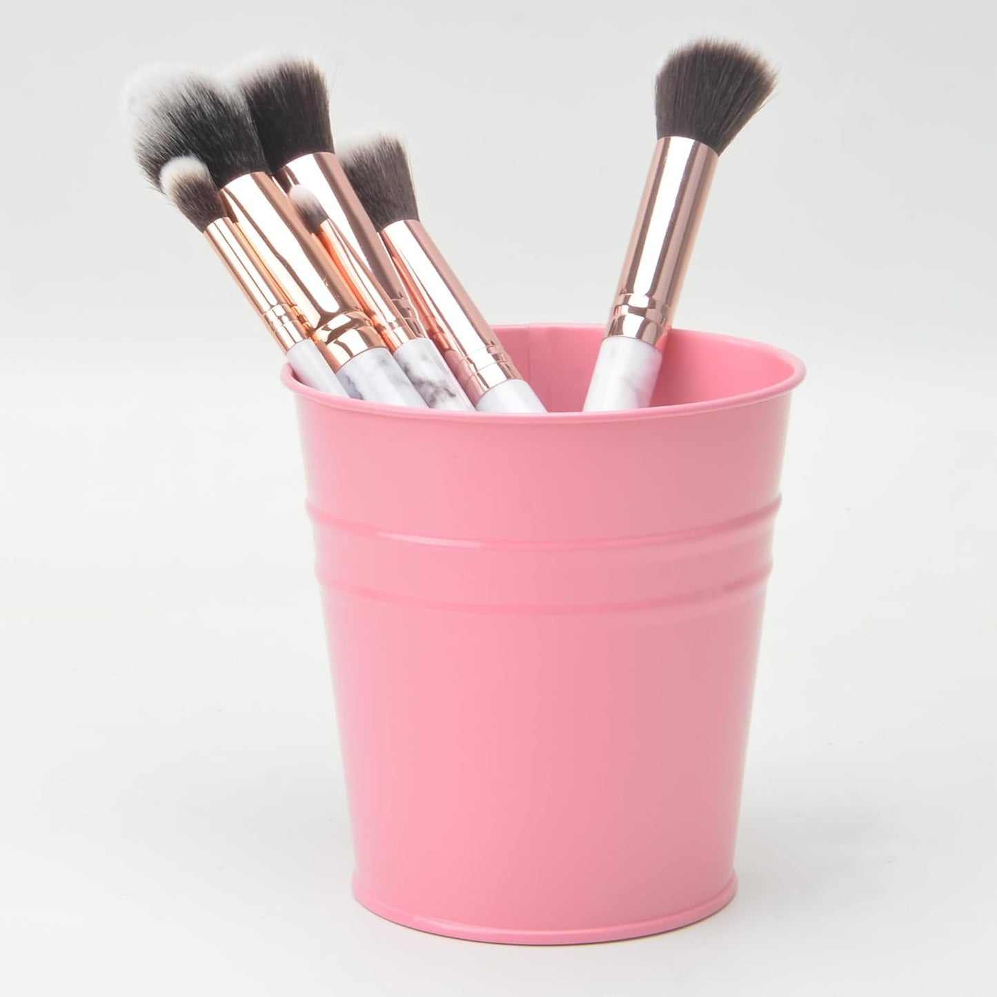 Pen Holder Cup For Desk Pencil Holder Metal Marker Pen Organizer Storage Small Tinplate Flower Pot Succulent Bucket Planters for Office Home - 2 Pack (Gold)