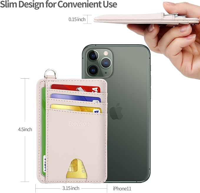 Slim Minimalist Front Pocket Wallet, RFID Blocking Credit Card Holder Wallet with Detachable D-Shackle for Men Women