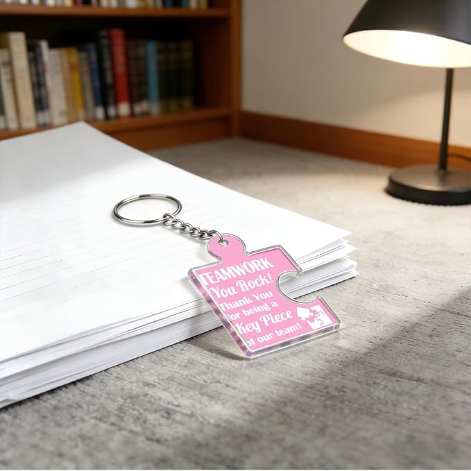Team Appreciation Gifts Bulk Thank You Keychains for Coworkers | Gift Set for Employee, Staff, Teachers, Teamwork Puzzle Piece Keyring, Acrylic