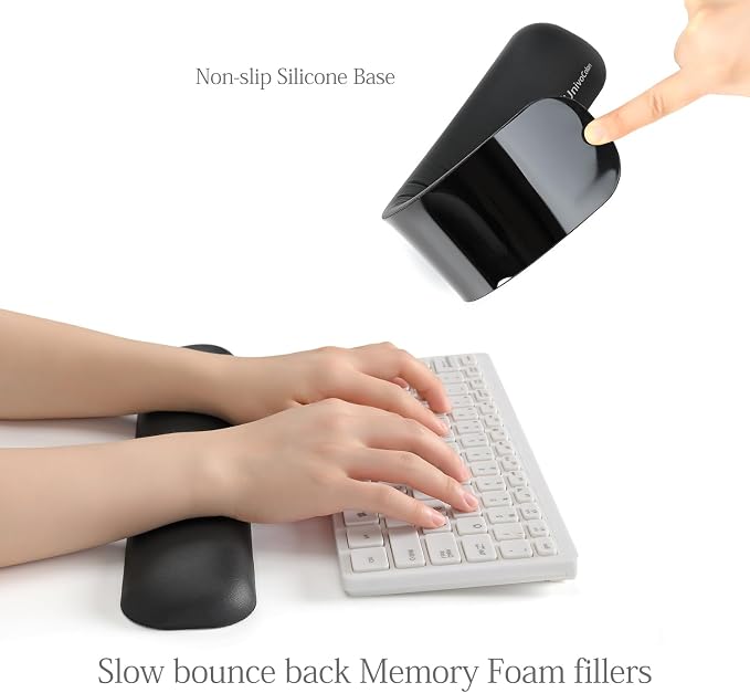 UnivoColors Design-Wave Keyboard Wrist Rest, Artificial Sheepskin+Memory Foam+Ergonomic+Anti-Slip Gel, Resilience Support During Work and Gaming,Keyboard Accessory,Tangerine