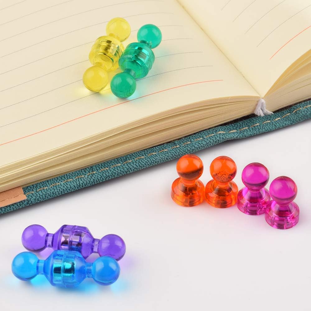24 Pack Magnets Whiteboard Push Pins,6 Assorted Color Fridge Magnetic Pushpins,Refrigerator Magnet Push Pin,for Home,Office,School,Map,Calender