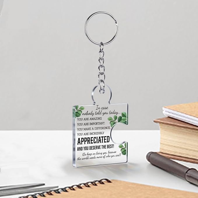 Team Appreciation Gifts Bulk Thank You Keychains for Coworkers | Gift Set for Employee, Staff, Teachers, Teamwork Puzzle Piece Keyring, Acrylic